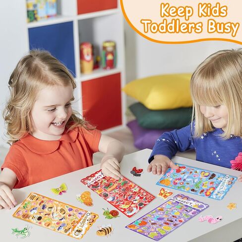 Cute Puffy Farm Animal Stickers for Kids Toddlers – Reusable 3D Foam Cartoon Stickers, Large & Small Bubble Zoo Jungle Animals - Cow,Pig,Sheep,Lion,Tiger,Giraffe for Children – 4 Sheets. in Kuwait