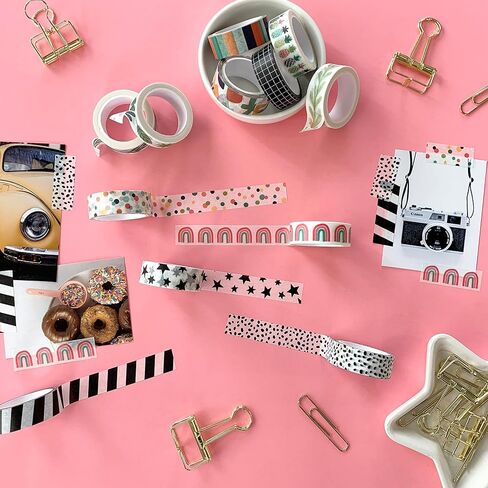 Washi Tape Set of 16 Rolls of 15 mm Wide Cute Decorative Washi Tape for Journaling, Scrapbook, Washy Crafts, Bullet Journals, Planners, DIY Décor, Craft Supplies For Adults & Kids (Meadow) in Kuwait