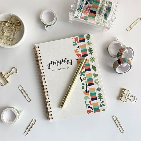 Washi Tape Set of 16 Rolls of 15 mm Wide Cute Decorative Washi Tape for Journaling, Scrapbook, Washy Crafts, Bullet Journals, Planners, DIY Décor, Craft Supplies For Adults & Kids (Meadow) in Kuwait