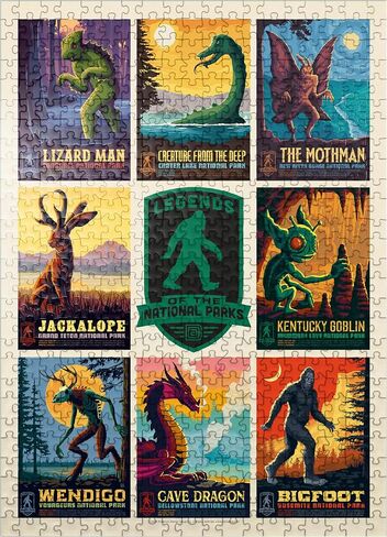 MyPuzzle Legends of The National Parks: Multi-Image Print - Edition 1, Vintage Poster - Premium 1000 Piece Jigsaw Puzzle for Adults in Kuwait