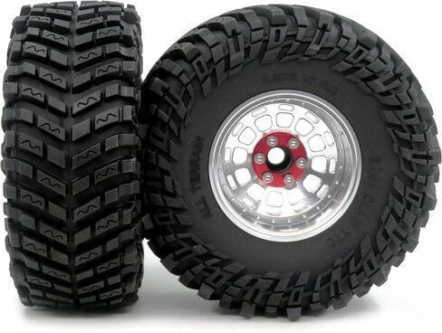 HOBBYSOUL RC 2.2 Beadlock Wheels and Tires, Tall 5.0''/127mm Tires 2.2 Tyres & Adjustable Offset 2.2 Wheels Rims Silver for RC Mud Crawler Trail Gen8 Everest 10 Axial Capra Wraith, (4-Pack) in Kuwait
