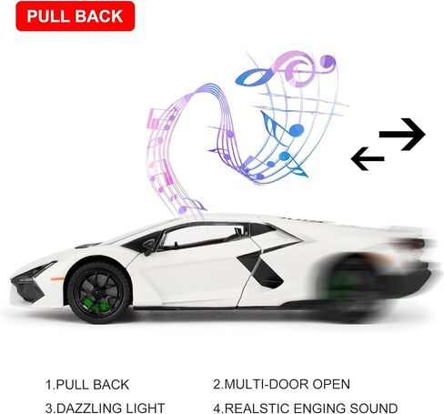 Lamborghini Reventon Toy car, 1/24 cast Model car with Sound, Light and Pullback, Collector's Model car, Gift for Children (red) in Saudi Arabia