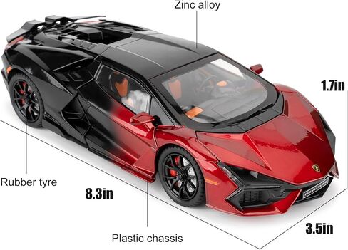 Lamborghini Reventon Toy car, 1/24 cast Model car with Sound, Light and Pullback, Collector's Model car, Gift for Children (red) in Saudi Arabia