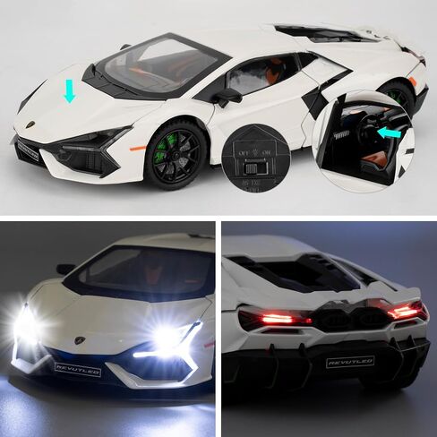 Lamborghini Reventon Toy car, 1/24 cast Model car with Sound, Light and Pullback, Collector's Model car, Gift for Children (red) in Saudi Arabia