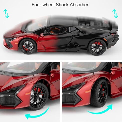 Lamborghini Reventon Toy car, 1/24 cast Model car with Sound, Light and Pullback, Collector's Model car, Gift for Children (red) in Saudi Arabia