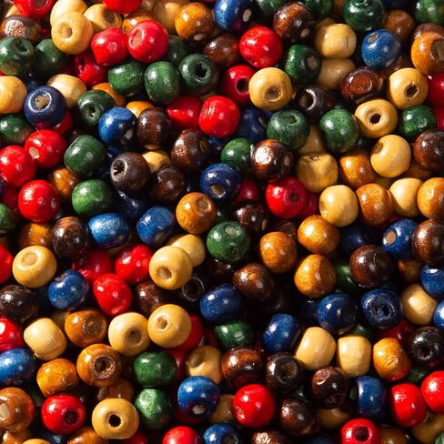 600pcs Colorful Wooden Round Painted Wood Spacer Beads with Large Hole - Natural Wooden Round Handmade Craft Beads for DIY Jewelry Bracelets Making (10mm) in Kuwait