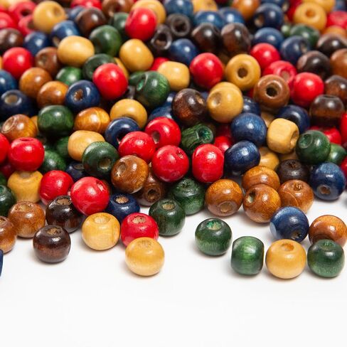600pcs Colorful Wooden Round Painted Wood Spacer Beads with Large Hole - Natural Wooden Round Handmade Craft Beads for DIY Jewelry Bracelets Making (10mm) in Kuwait