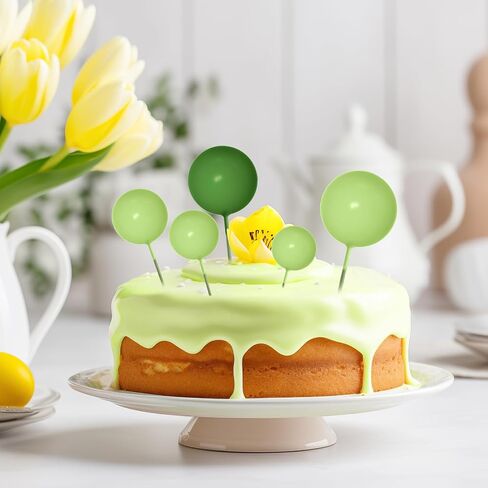 NEBURORA 64 Pcs Balls Cake Toppers and Leaves Decoration Set Mini Balloons for Cake Decorating Supplies Balls Cake decorations for Baby Shower Cake Toppers Birthday Cake Decorations (Green Gold） in Saudi Arabia
