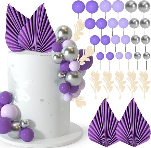 NEBURORA 64 Pcs Balls Cake Toppers and Leaves Decoration Set Mini Balloons for Cake Decorating Supplies Balls Cake decorations for Baby Shower Cake Toppers Birthday Cake Decorations (Green Gold） in Saudi Arabia