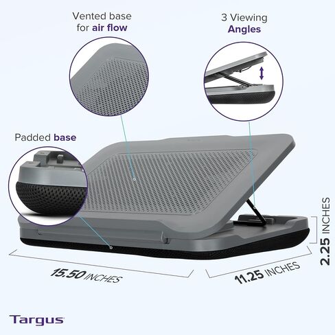 Targus 17 Inch Dual Fan Lap Chill Mat - Soft Neoprene Laptop Cooling Pad for Heat Protection, Fits Most 17" Laptops and Smaller - USB-A Connected Dual Fans for Heat Dispersion (AWE55US) in Saudi Arabia