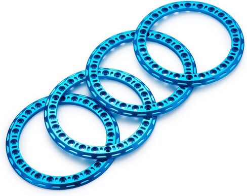4pcs عجلات استبدال الألومنيوم 2.2 "حلقة Beadlock لـ 1/10 محورية Wraith SCX10 D90 Wraith 90048 TRX4 TRX6 (Blue-B) in Kuwait