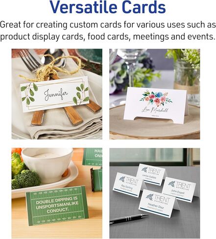Avery Printable Tent Cards, 3.5" x 11", White with Embossed Border, 50 Blank Place Cards for Laser and Inkjet Printers (5309) in Saudi Arabia
