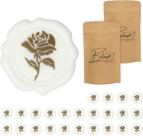 Wax Seal Stickers Self Adhesive for Wedding Invitations and Envelopes Gold Floral Stamps Easy to Use Sealing Wax Decoration Rose Gold and White Pack of 25 for Scrapbooking and Card Making in Saudi Arabia