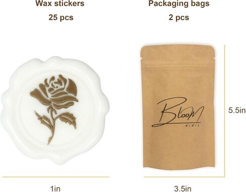 Wax Seal Stickers Self Adhesive for Wedding Invitations and Envelopes Gold Floral Stamps Easy to Use Sealing Wax Decoration Rose Gold and White Pack of 25 for Scrapbooking and Card Making in Saudi Arabia