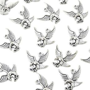 Honbay 50PCS Antique Silver Alloy Eagle Charms Pendants for Jewelry Making or DIY Crafts