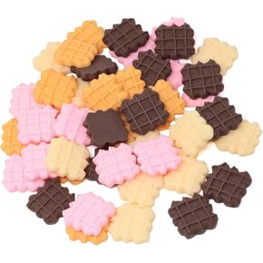 Honbay 48PCS Lifelike Fake Cookies Flatback Resin Charms Resin Cookie Slime Charms Artificial Dessert Resin Embellishments Imitation Food Resin Cabochons Crafts Jewelry Making Accessories - 4 Colors
