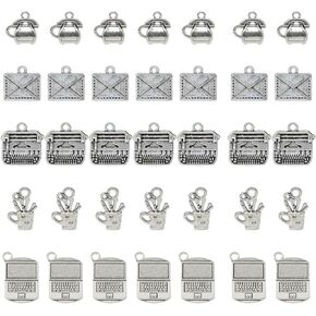 Honbay 50PCS Office Theme Charms Pendant Secretary Charms Laptop Letter Telephone Typewriter Pen Holder Pendants for Earring Necklace Bracelet Keychain Jewelry Craft Making