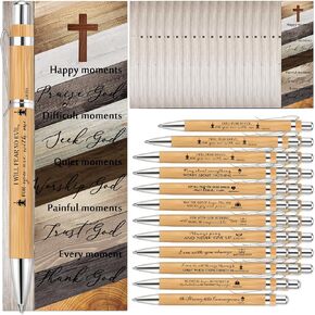 50 Sets Christian Religious Gift Bulk 50 Bible Verse Bamboo Pens and 50 Bookmarks Church Gift for Women Men Office School Supplies Journal Students Writing Favors