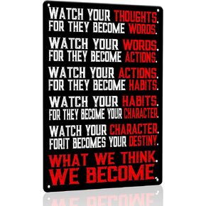 Gocolt Motivational Classroom Poster Watch Your Thoughts Modern metals Prints Wall Art Paintings Ready to Hang for Office Living Room Home home decor 8x12 Inches