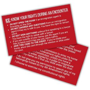 Know Your Constitutional Rights with ICE Law Enforcement Card 30pk 2x3.5" Wallet Size at Your Home Immigration Customs When You’re Stopped by Police Interaction FBI Basic Freedoms