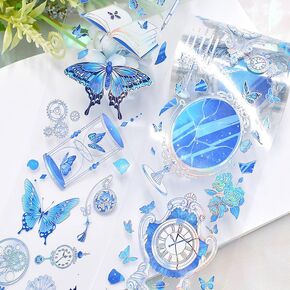 Vintage Design Butterfly and Starry Universe PET washi Tape with Laser Effect/Shell Light for DIY Decoration (90486)