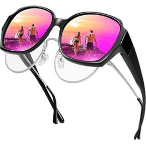 URUMQI Oversized Sunglasses Fit Over Glasses for Women, Polarized Square Shades UV400 Protection Extra Large Sunnies