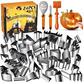 Pumpkin Carving Kit Tools Halloween, Professional Heavy Duty Carving Set, Stainless Steel Double-side Sculpting Tool Carving Kit for Halloween Decoration Jack-O-Lanterns, Gift for Halloween