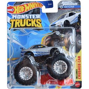 Hot Wheels Monster Truck Nissan Skyline, Fast & Furious Inclues Crushed Car