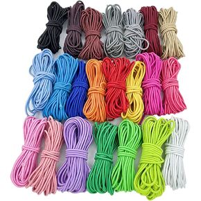 12 Pcs 2.5mm x 5m Elastic Beading Cords Stretchy Bracelet String Craft Colored Cord Round Stretch String Hand Knitting Cord for Jewelry Making