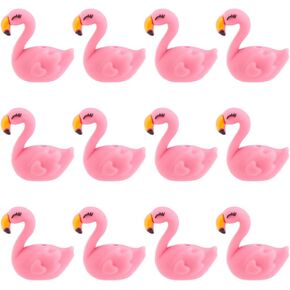 WEBEEDY 12 PCS Flamingo Silicone Focal Beads Animal Focal Silicone Beads for Pens Keychain Making Creative Flamingo Loose Beads for Adults Bracelet Jewelry Making DIY Crafts Accessories