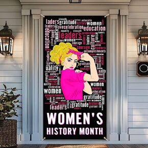 Women History Month Door Cover Women's History Month Door Decoration Women's Poster Decoration Party Deocr Supplies Decor Door Banner 3x6ft
