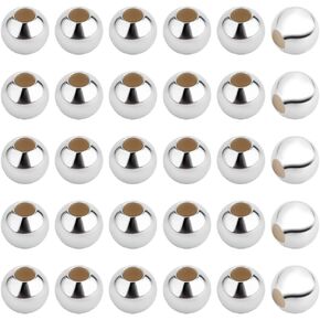PH PandaHall 50pcs 925 Sterling Silver Spacer Beads 3mm Space Stopper Beads Tiny Ball Charm Beads Round Craft Beads for Necklace Bracelet Bracelet Jewelry Making DIY Crafts Keychain Decor, 1mm Hole