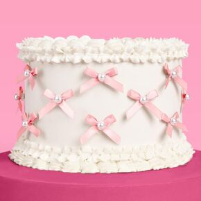 XO ، Fetti Mini Pink Bow + Pearl Cake Toppers | 12 PCS | الديكور حفلات البكالوريوس ، ملحق شمعة عيد الميلاد ، ديكور حلوى المشاركة ، لوازم الزفاف الغذائية