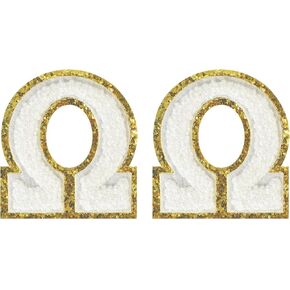 2PCS Sigma Iron on Greek Letter Patches Glitter Gold Chenille Greek Letters Sorority Gifts Greek Letter Patches for Clothing Hats Shirts Repairing Jeans Bags Craft