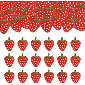 30PCS Strawberry Embroidered Iron on Patches Red Strawberry Patch Fruit Appliques for Clothes, Shirts, Coats, Jackets, Hats, Jeans, Backpack