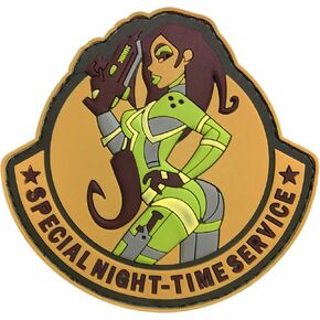 Special Night-TIME Service PVC Military Tactical Morale Patch Badges Emblem Applique Hook Patches for Clothes Backpack Accessories (4)