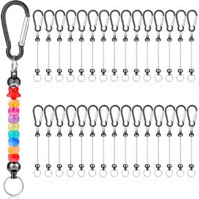 DIVINA VITAE 30Pcs Beadable Keychain Bars Sliver Bulk Blank Beadable Keychains Cute Metal Keychains Bar DIY Keychain Supplies for Women Men