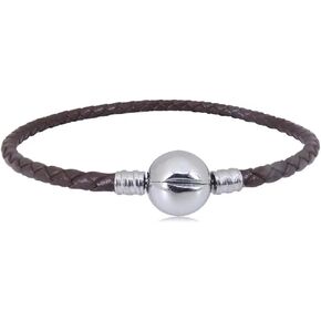 KunBead Leather Chain Bead Charms Bracelets for DIY Jewelry Making for Women Teen with Clip Lock Clasp Compatible with Pandora Charms