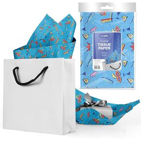 Winfaire Purim Tissue Paper for Purim Bags and Purim Gifts - 8 Sheets 18" x 24" - Perfect for Purim Gift Bags - Black, & Gold