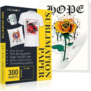 Colemoly Sublimation Paper 8.5x11 Inch 125g, Heat Transfer Paper 210 Sheets Use with Thermal Sublimation Transfer Ink and Inkjet Printers, for Ceramic Mug, Polyester T-shirt, Cell Phone Case