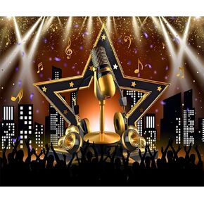 Xtra Large Karaoke Party Backdrop, Music Disco Theme Studio Stage Background, Like a Rockstar Photo Banner, Talent Show Decoration for Birthday Party