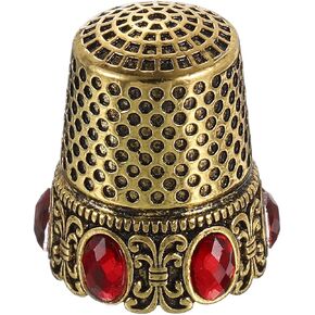 HARFINGTON Sewing Thimble Stainless Steel Finger Protector Fingertip Thimble Vintage Diamond Thickening Quilting Craft Accessories for Hand Sewing Knitting Needlework DIY Tools, Green Ancient