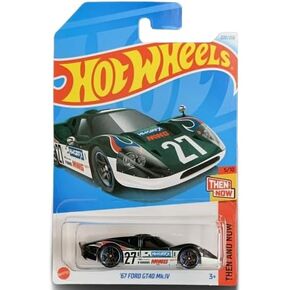 Hot Wheels 67 Ford GT40 Mk.IV, 1:64 Scale Diecast, Green, Then and Now 5/10