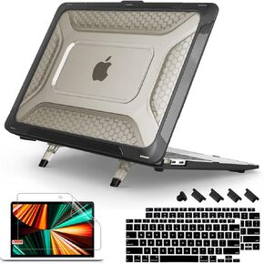 Mektron Heavy Duty Casefor MacBook Air 13 Inch 2020 2019 2018 إصدار الطراز A2337 M1 A2179 A1932 ، قذيفة صلبة متين صدمية مع Kickstand ， Avocado Green