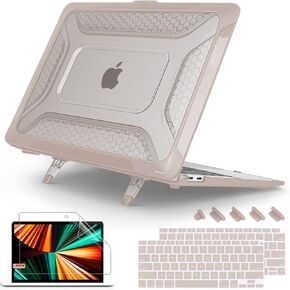 Mektron Heavy Duty Casefor MacBook Air 13 inch 2020 2019 2018 Release Model A2337 M1 A2179 A1932, Shockproof Durable Protective Hard Shell with Fold Kickstand，Avocado Green
