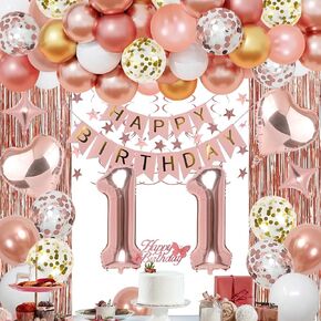 15th Rose Gold Birthday Party Decorations for Girls ، Rose Gold Happy Birthday Lanner ، Stering sterains ، Balonons applox heart ، palloons confetti ، cake topper for 15th Decorts in Kuwait