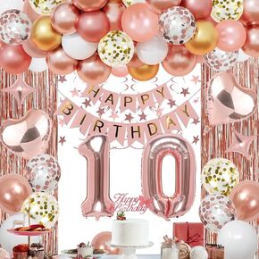 15th Rose Gold Birthday Party Decorations for Girls ، Rose Gold Happy Birthday Lanner ، Stering sterains ، Balonons applox heart ، palloons confetti ، cake topper for 15th Decorts