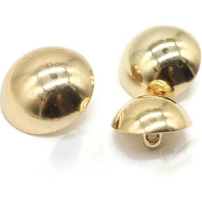 Gold Metal Shank Buttons - 12 Pcs - 3 Size Options - Curved Oval Round Metal Shank Buttons for Men Women Blazer Coat Uniform Shirt Suit and Jacket Sewing Craft DIY N5403