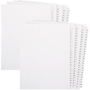 Yeaqee 1 Set 1-100 Numbered Tab Dividers Un-Punched Letter Size 8.5 x 11 Inch Paper Page White Binder Index Dividers for Office Documents Files