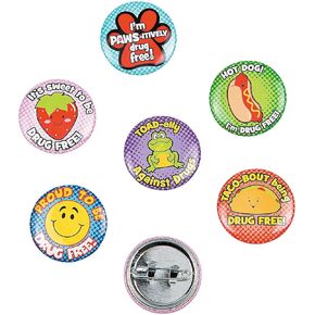 Fun Express Red Ribbon Mini Buttons - Awareness & School Supplies - Ideal for Drug-Free Campaigns, Events, & Classroom Projects - 48 Pieces